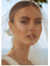 Ivory Glitter Tulle V Back Modern Wedding Dress